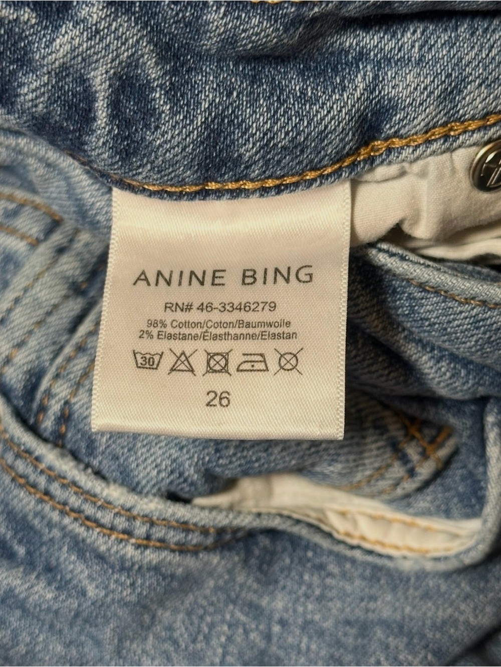 ANINE BING Kate Jeans Women’s 26 Blue Wash Mid Rise Straight Leg Stretch Denim - Picture 5 of 9